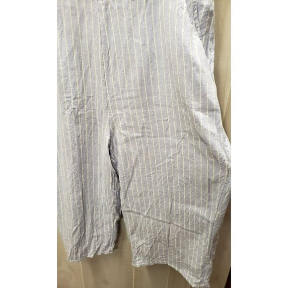 Old Navy Linen Blend Jumpsuit 2X Blue White Stripe Square Neck, Spaghetti Straps - Picture 2 of 11
